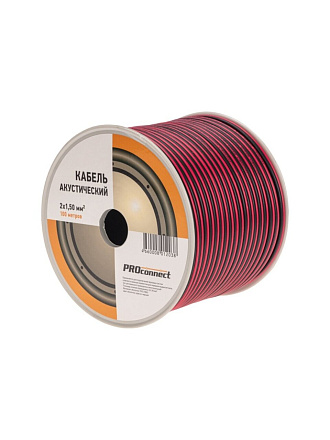 Провод акустический, 2х1.5 мм², 100 м, красно-черный, PROconnect, 01-6106-6