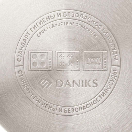 Набор посуды нержавеющая сталь, 6 предметов, кастрюли 1.9, 2.7, 3.7 л, индукция, Daniks, Декор, M-327R, красный