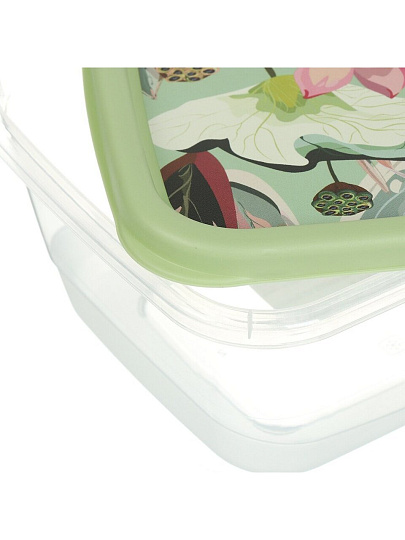 Контейнер пищевой пластик, 1.5 л, 19.7х15.1х8 см, зеленый, прямоугольный, Homver, Botanica, 222132218/08