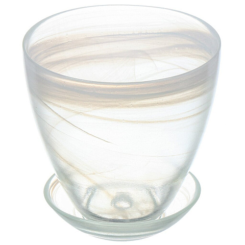 Кашпо стекло, для орхидей, алебастр белое, №2, 154231 93-025