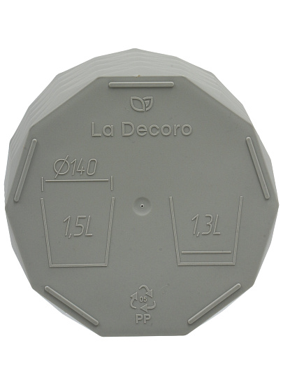 Кашпо пластик, 1.5 л, 14х13 см, серый жемчуг, La Decoro, Диамант, КШ-1797