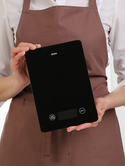Весы кухонные электронные, стекло, Rion, платформа, точность 1 г, до 10 кг, черные
