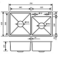 Мойка кухонная врезная, РМС, нержавеющая сталь, 780х430 мм, 1-3 мм, сифон + корзина + дозатор, MR-7843 - фото 4