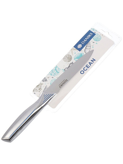 Нож кухонный Daniks, Ocean, универсальный, нержавеющая сталь, 12.5 см, рукоятка нержавеющая сталь, YW-A429B-UT
