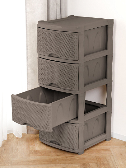 Комод 4 ящика, Rattan, 48х41х94.5 см, темный каштан, KL377312011, Keeplex