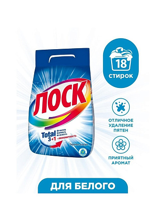 Стиральный порошок Лоск, 2.7 кг, автомат, для белого белья, Горное озеро