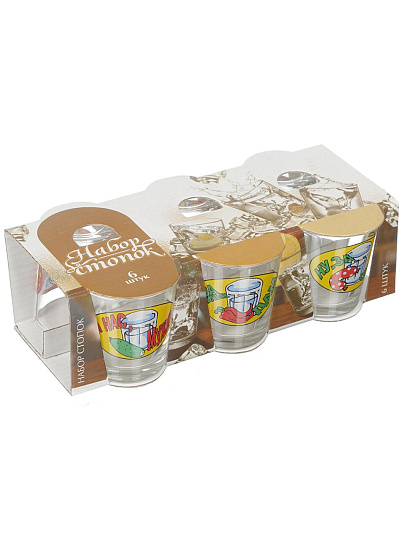 Стопка стекло, 50 мл, 6 шт, Декостек, Тосты, 1250-Д