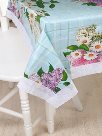 Скатерть Колорит, ПВХ, в ассортименте, 130(140)х200 см, край винил, кружево