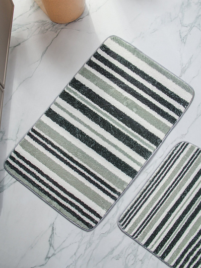 Набор ковриков для ванной и туалета, антискользящий, 2 шт, микрофибра, Y4-9948, полосатый