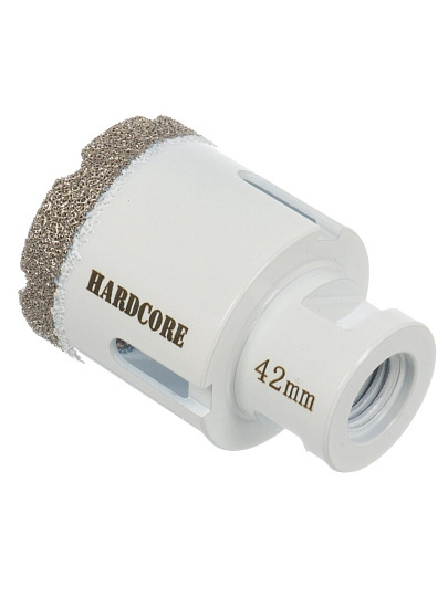 Коронка алмазная, по керамограниту, Hardcore, М14, диаметр 42 мм, для УШМ, 155042