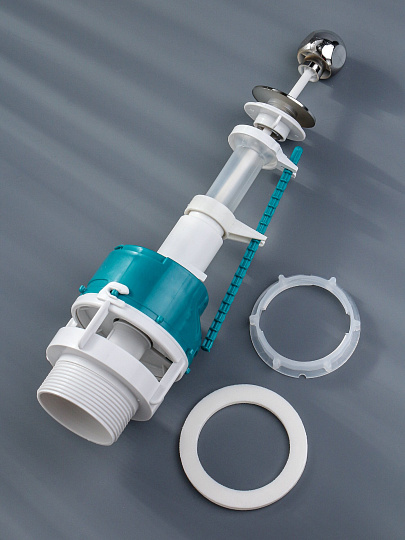 Клапан для бачка унитаза пластик, штоковый, хром, сливной, Инкоэр, СБа-А Р