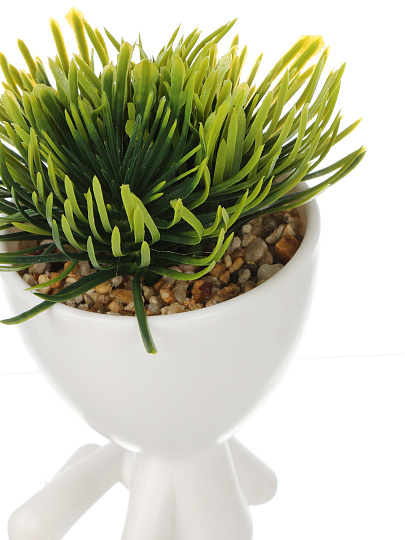 Цветок искусственный декоративный, Человечки, трава в кашпо, 15х10х7 см, Y4-11107