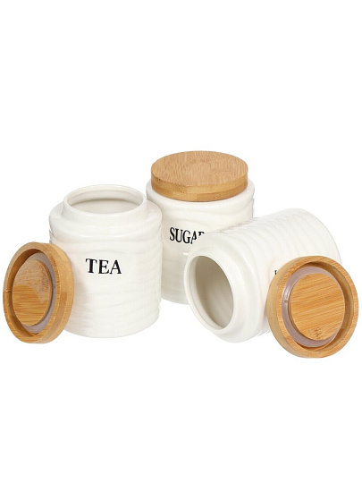 Банка для сыпучих продуктов, керамика, 0.7 л, 3 шт, с крышкой, Y156