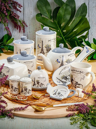 Банка для сыпучих продуктов, доломит, 0.55 л, с крышкой, Daniks, Прованс