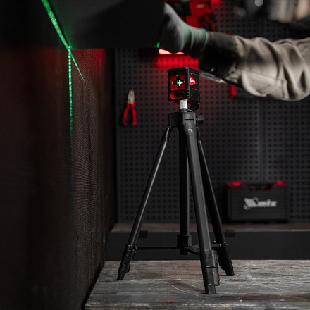 Уровень лазерный, 2/10 мм/м, 20 м, 2, батарейки, со штативом, MTX, QBC Green Pro Set, 350115