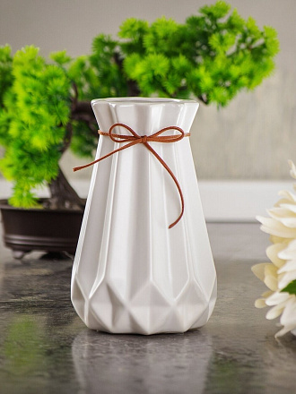 Ваза керамика, настольная, 18 см, Оригами, Y6-2649-2, белая