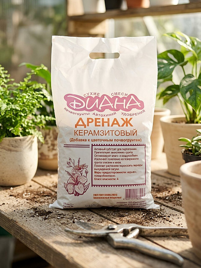 Дренаж керамзитовый крупный, 2 л, Диана