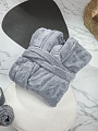 Халат унисекс, махровый, 100% полиэстер, серый, L, 48-50, 113х60х50 см, А160102 - фото 2
