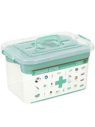 Контейнер для лекарств 10 л, 35.5 х 23.5 х 19 см, с вкладышем, Полимербыт, Домашний доктор, 4381003