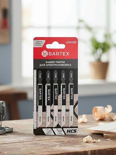 Набор пилок для электролобзика, Bartex, T111B, по дереву, ламинату, пластику, 5 шт, прямой рез, JSB005