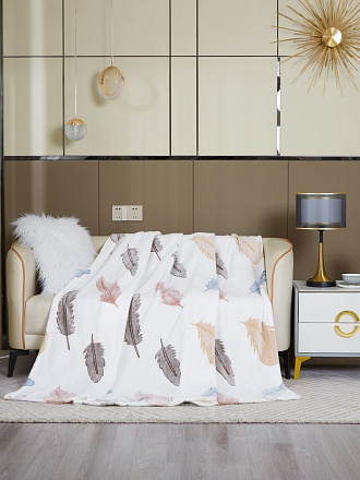 Плед 2-спальный, 180х200 см, велсофт жаккард, 100% полиэстер, Silvano, Перо, 180/239-VLR/LA