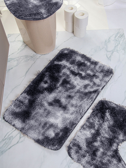 Набор ковриков 3 шт, 0.48х0.78, 0.48х0.40, 0.8х0.42 м, полиэстер, серый, Silvano, Мех, Y4-11486, без рисунка