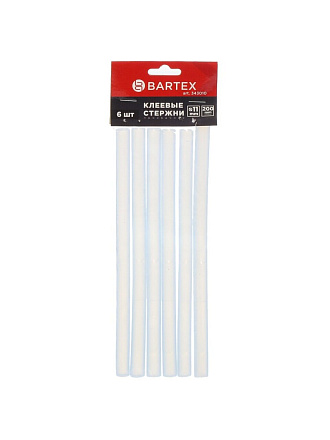 Стержни клеевые для пистолетов 6 шт, диаметр 11х200 мм, прозрачные, Bartex