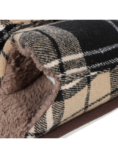 Тапки для мужчин, коричневые, р. 42-43, закрытые, тартан, A210076