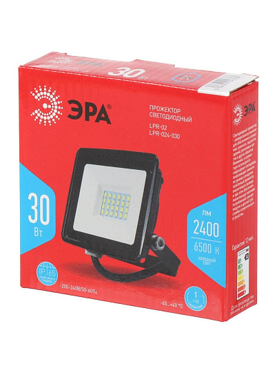 Прожектор светодиодный, Эра, RED LINE LPR-024-030, 30 Вт, 6500 К, IP65, 2400 Лм, уличный, Б0059613