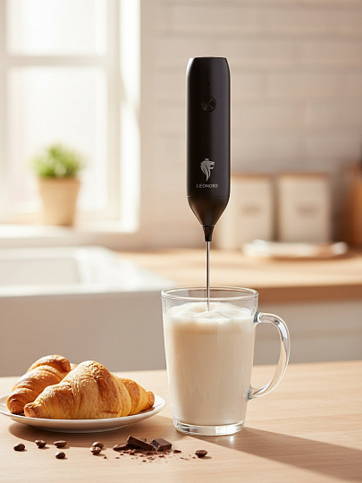 Вспениватель молока аккум, 10 Вт, 10000 об/мин, черная, Leonord, 110864
