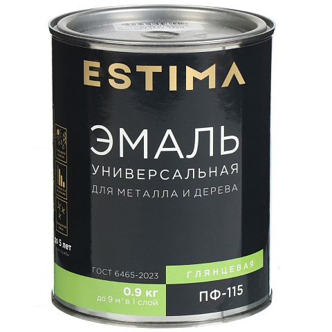 Эмаль Estima, ПФ-115, алкидная, глянцевая, черная, 0.9 кг