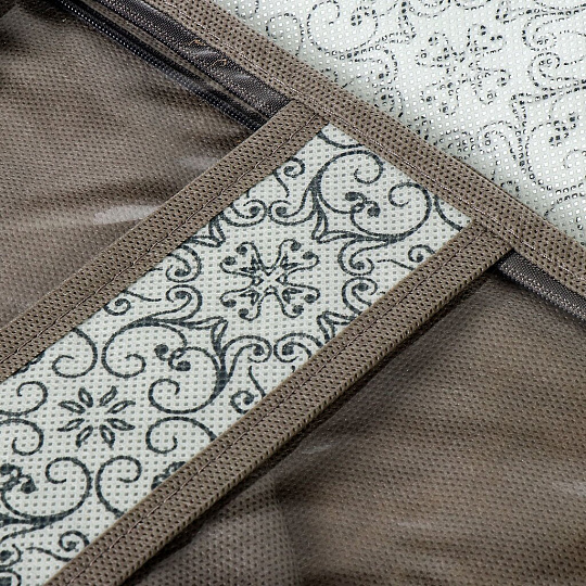 Кофр для хранения, с крышкой, 40х40х25 см, спанбонд, с молнией, раскладной, серый, с рисунком, ВС-20-404025