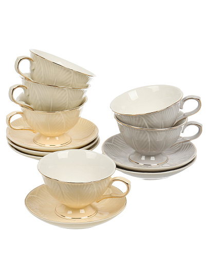 Набор чайный фарфор, 12 предметов, на 6 персон, 250 мл, Lefard, Top style, 42-554, подарочная упаковка