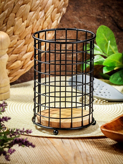 Подставка для столовых приборов, металл, круглая, 11х16 см, Y4-8006