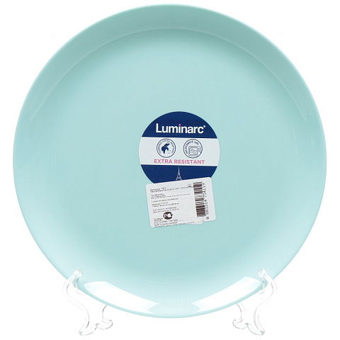 Тарелка обеденная, стеклокерамика, 25 см, круглая, Diwali Turquoise, Luminarc, P2611, бирюзовая