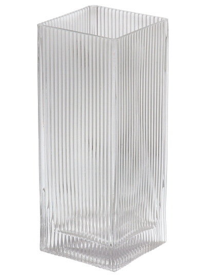 Ваза стекло, настольная, 10*25 см, Квадрат, полосы, прозрач, Y4-11072