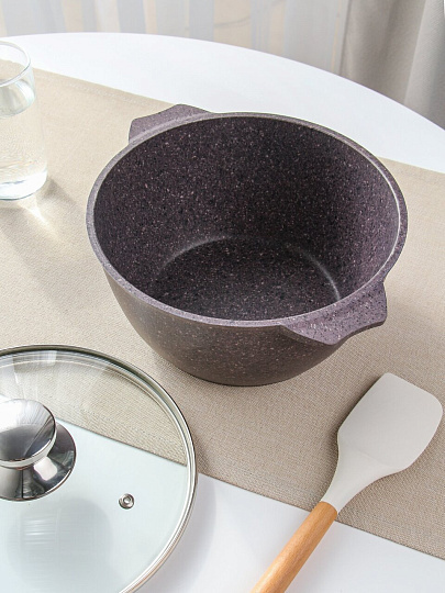 Кастрюля алюминий, антипригарное покрытие, 3 л, крышка стекло, Мечта, Premium violet, 43904