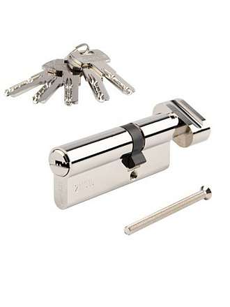 Личинка замка двери Apecs, SM-80(30C/50)-C-NI, 32116, 80 мм, с заверткой, никель