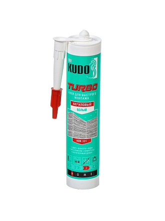 Клей KUDO, акриловый, монтажный, белый, 280 мл, всесезонный, KBK-331, HOME TURBO