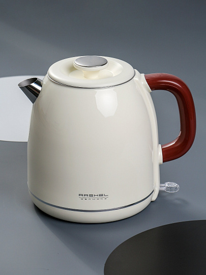 Чайник электрический RasheL, R-440-20, кремовый, 2 л, 1800 Вт, скрытый нагревательный элемент, нержавеющая сталь