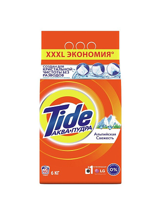 Стиральный порошок Tide, 6 кг, автомат, для белого белья, Альпийская свежесть