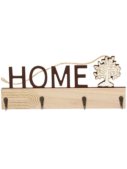 Ключница Дом, 29.5х12.5 см, МДФ, металл, 4 крючка, A200172