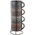 Кружка керамика, 4 шт, 180 мл, Reactive Glaze, Lefard, 155-775, металлическая подставка