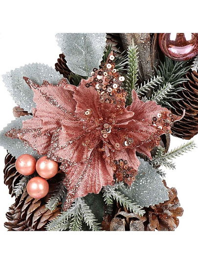 Венок рождественский 35 см, с пуансеттией, SYSGZSA- 4623083