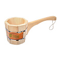 Ковш для бани 1.5 л, Банные штучки, бондарный, с горизонтальной ручкой, липа, 03591
