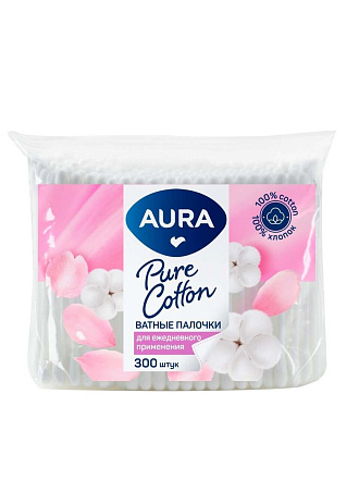 Ватные палочки 300 шт, п/э, Aura, 6438