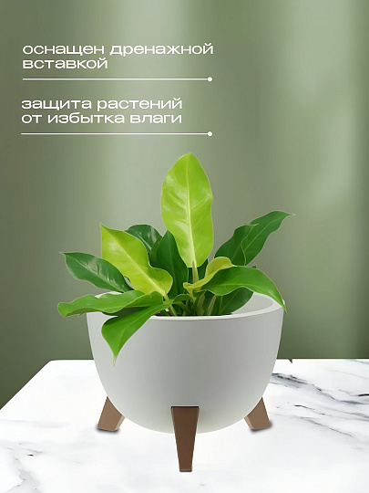 Кашпо пластик, 4.2 л, 25х18.5 см, белый ротанг, Idea, Флориан, М 3186
