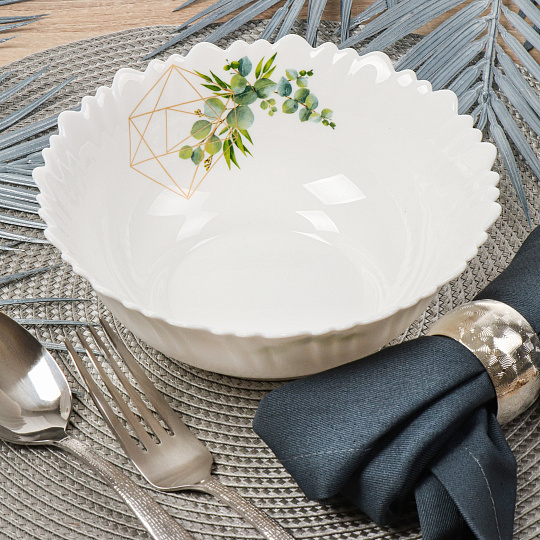 Сервиз столовый стеклокерамика, 19 предметов, на 6 персон, Daniks, Оазис, белый