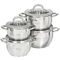 Набор посуды нержавеющая сталь, 8 предметов, кастрюли 2.6, 3.5, 4.3, 5.9 л, индукция, Daniks, Мадрид, SD-338