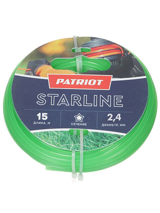 Леска для триммера 2.4 мм, 15 м, звезда, Patriot, Standart/StarLine, в ассортименте